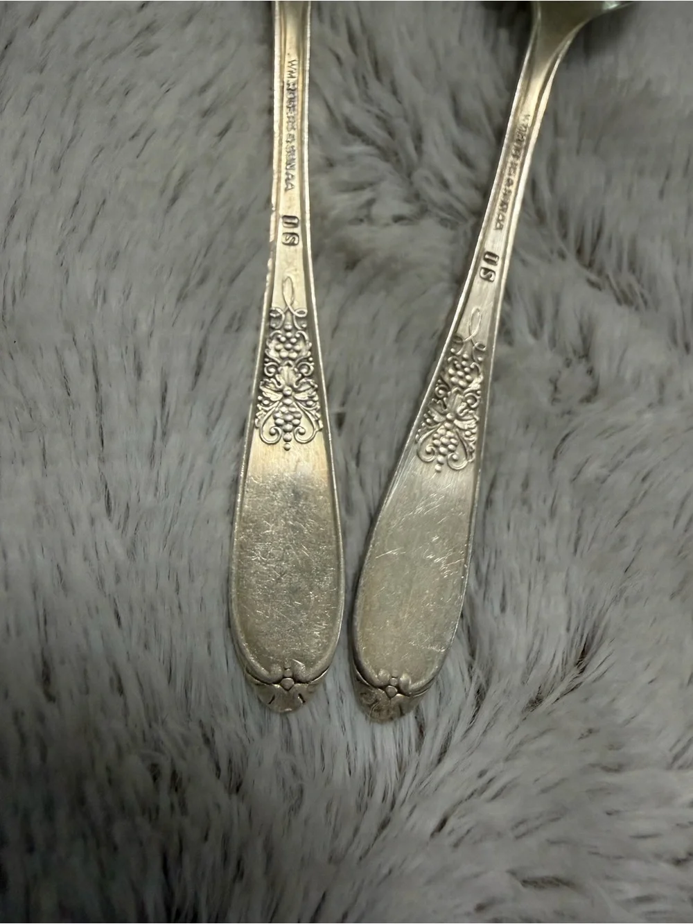 Vintage 1934 Roger’s & Son Burgundy Champagne Pattern Silverplate Teaspoons (2)